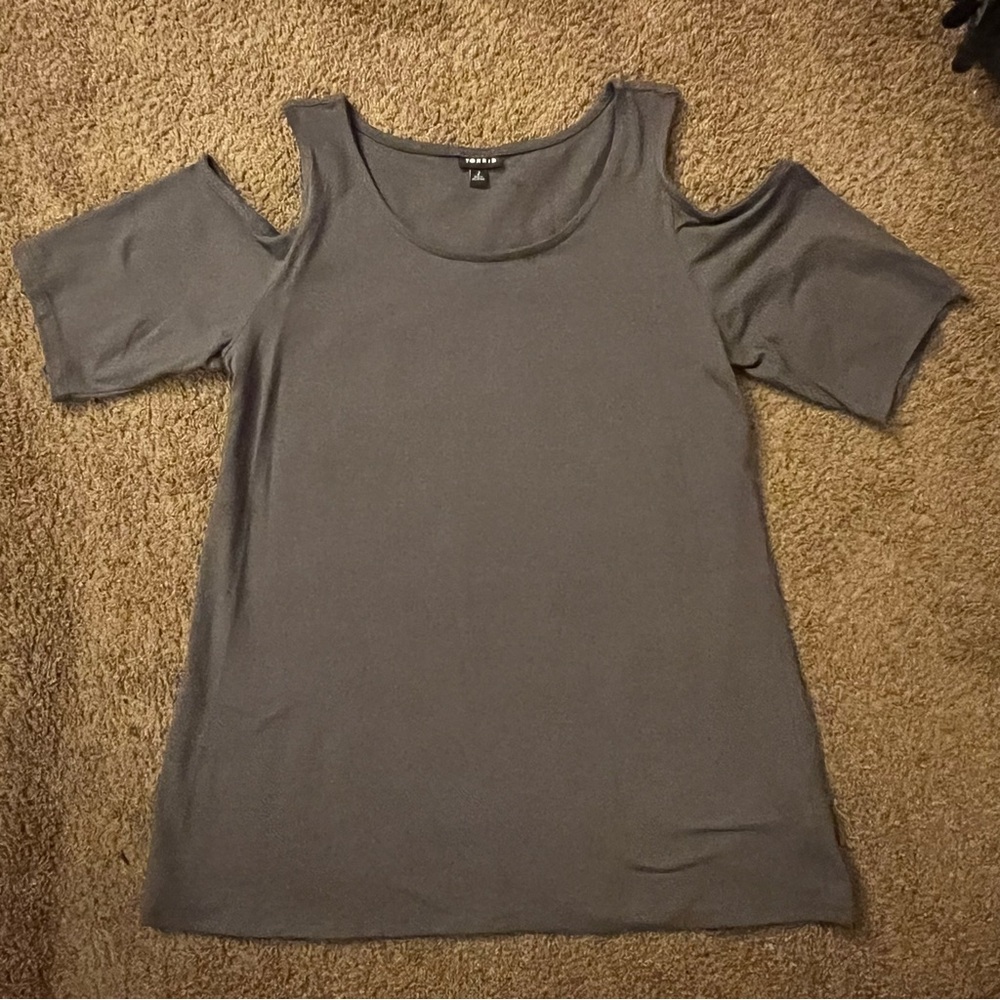 Gray Cold Shoulder Top